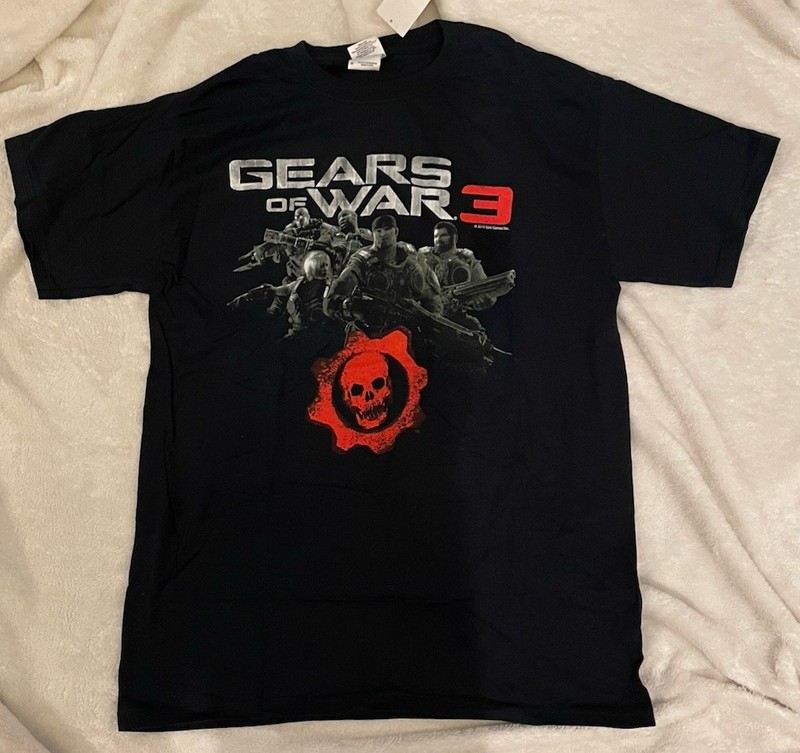 Gears of War 3 Shirt Mens Medium Black Epic Games Xbox Delta Squad Skull Graphic