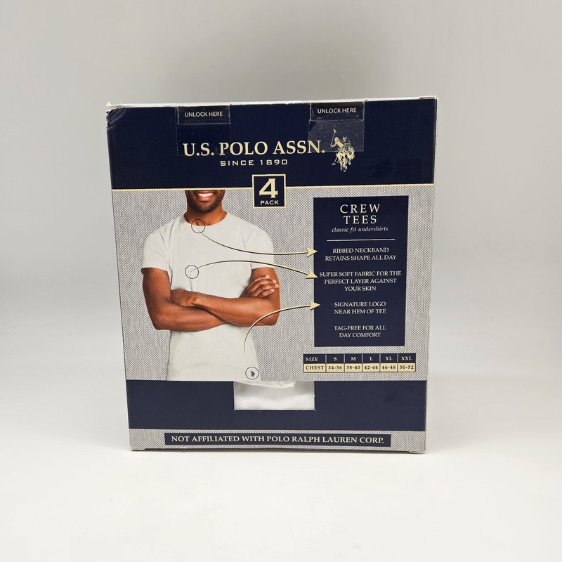 US POLO ASSN 4-Pack Logo White Crew Neck T Shirt Set Classic Fit Men's S M L XL gallery