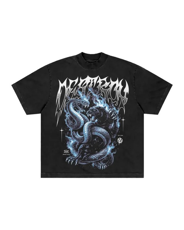 Blue Dragon Snake Graphic T Shirt Gothic Fantasy Streetwear Tee Unisex