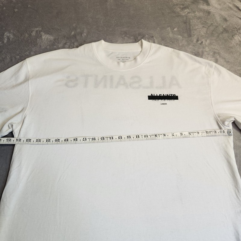 AllSaints Redact SS Crew Neck T-Shirt White Oversized Organic Cotton Men’s Large gallery