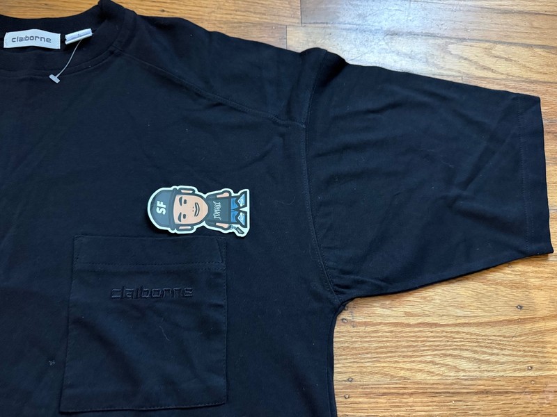 NEW VTG MENS LIZ CLAIBORNE BLANK BLACK POCKET TEE SHIRT 90S RARE Y2K DESIGNER L gallery