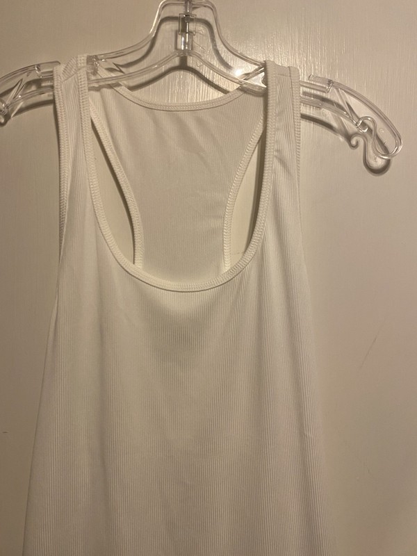 Ouku Mens size large Racerback Polyester blend stretch flat knit White NWT gallery