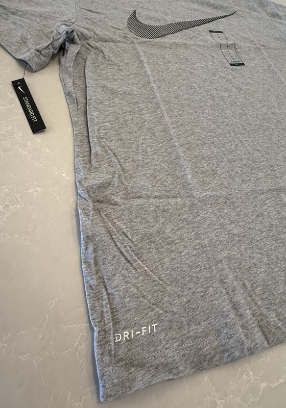 Nike Mens Dri-Fit Training T-Shirt ~ White & Grey ~ Choose Size S, M, L, XL gallery