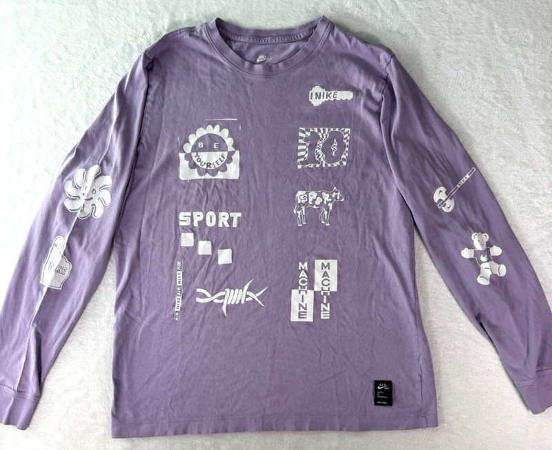 Nike NSW A.I.R. Machine Graphic Long Sleeve Purple T-Shirt Mens Large Streetwear