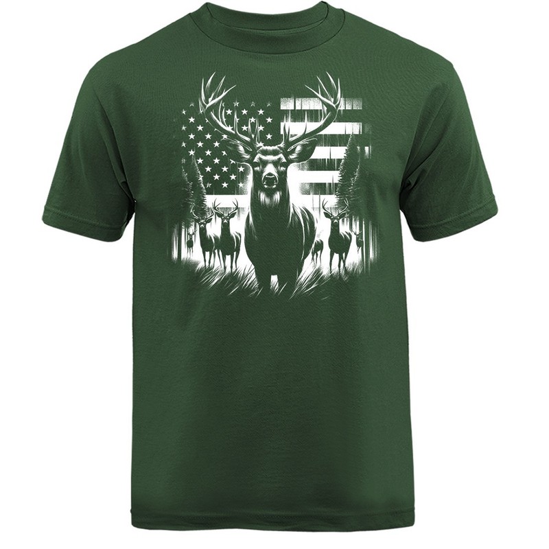 American Flag Deer Hunting Buck Wildlife Wilderness Outdoor Nature T-shirt