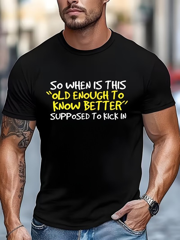 Men T-Shirt Men’s Outdoor Sports T-Shirt, Men’s Funny Satirical Quotes T-Shirt↗