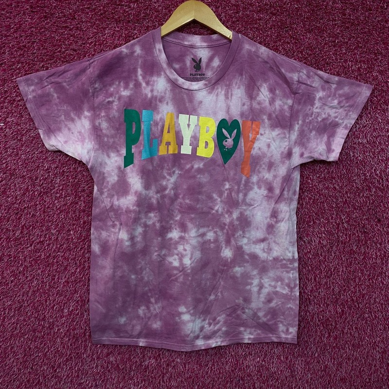 Playboy Colorful Arc Logo Tie-Dye Graphic T-Shirt Large