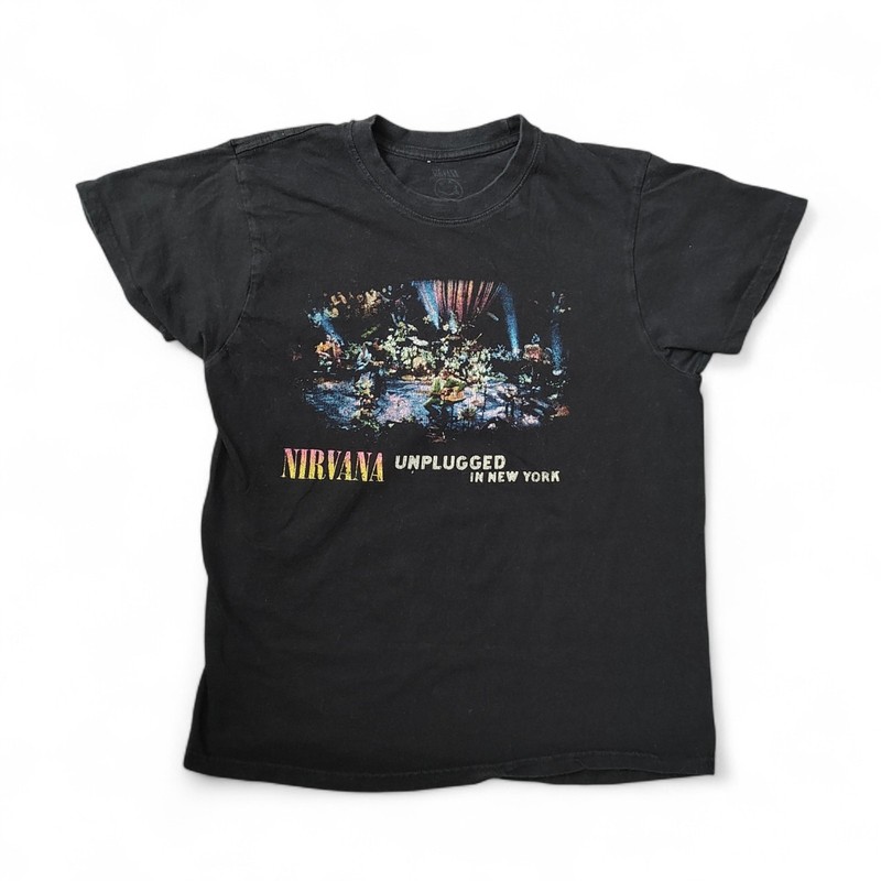Nirvana Unplugged In New York Shirt MD 18.5” X 27” Black Set List On Back Cobain