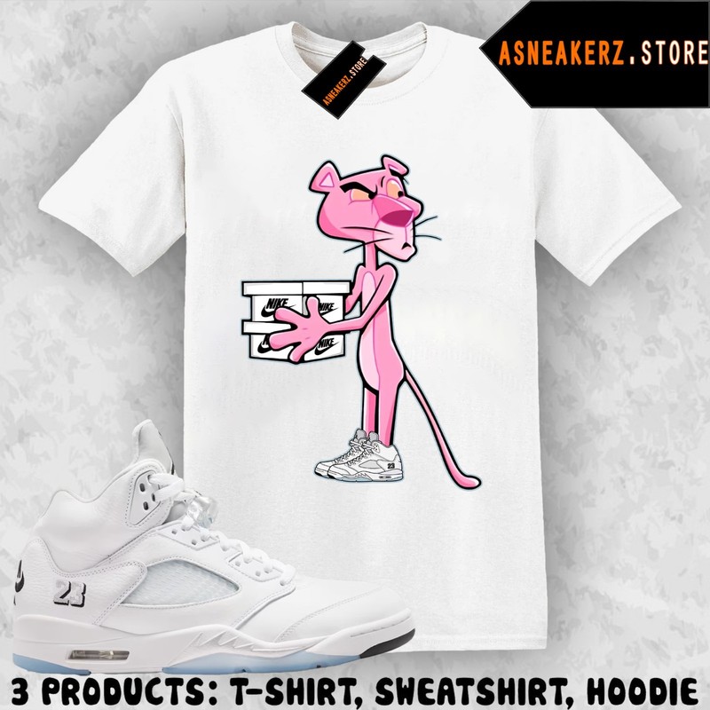 Tee Shirt Matching AJ 5 White Metallic 2026 Match Sneaker Pink Panther T-Shirt