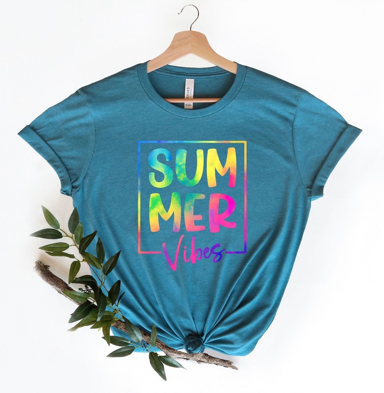 Summer Vibes Shirt Colorful Summer Shirt Gift For Vacation Crew Summer Beach Shi