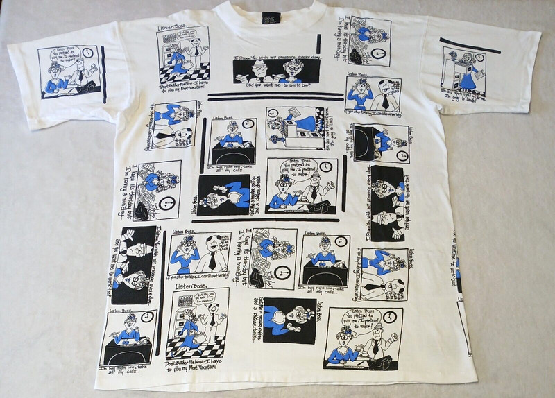 Vintage Comic Strip T Shirt Galaxy XXL Secratary Comic AOP Rare Single Stitched