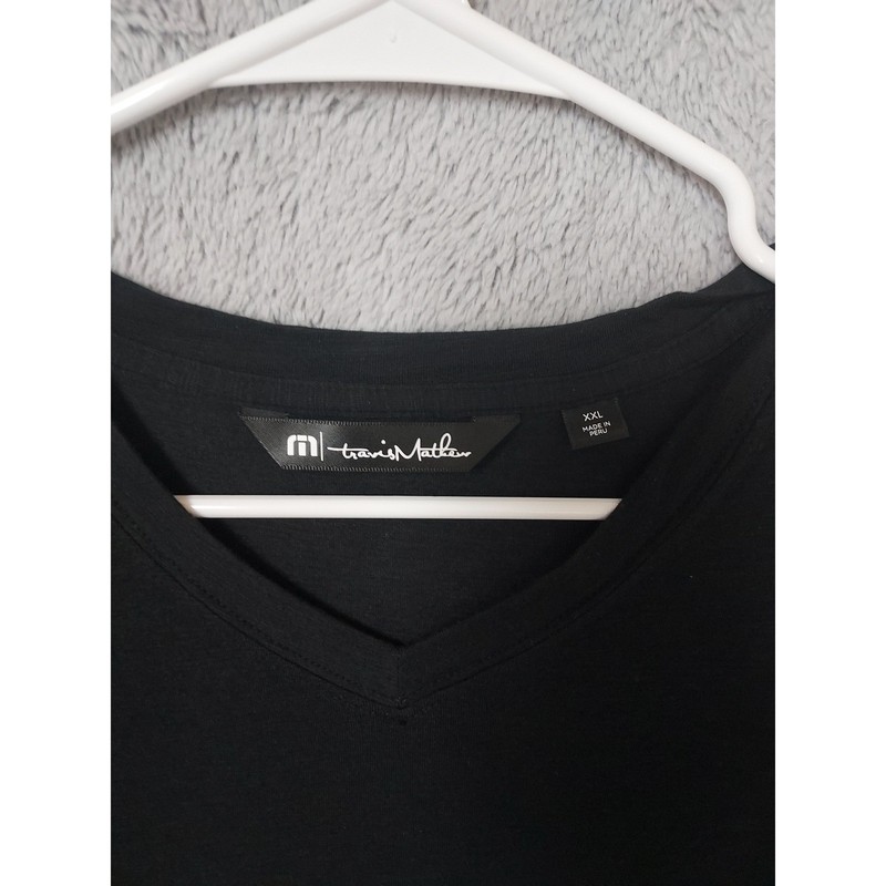 Travis Mathew Shirt Mens XXL 2XL Cloud Tee V Neck Pima Cotton Modal Blend Black gallery