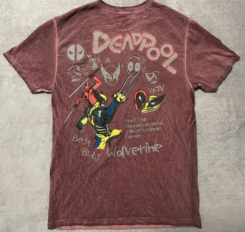 Marvel Deadpool Wolverine Shirt Mens Medium Graphic Tee Movie Comic Book