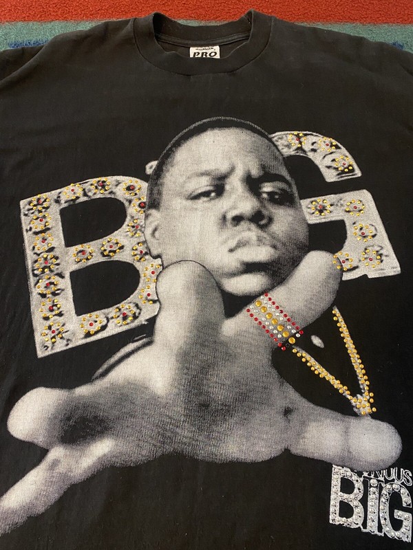 Biggie Smalls Notorious Big Rare T-Shirt 2XL Rhinestones Black CLEAN gallery