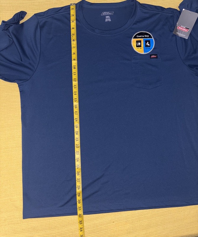 Genuine Dickies Men’s Cool & Dry UPF20 Pocket Tee Long Sleeve Blue Shirt Sz 3XL gallery