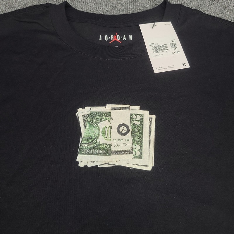 Jordan Shirt Mens 2XL Black AJ3 Pure Money Cash Jumpman Nike Air Cotton Tee