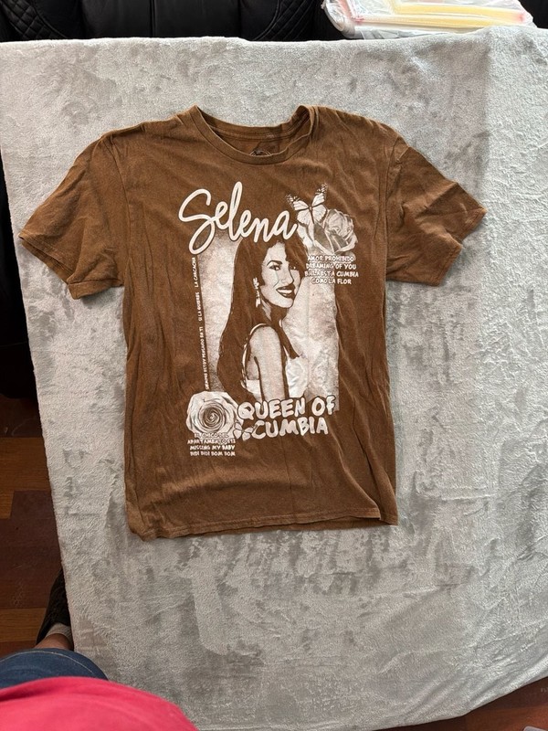 Selena Queen of Cumbia Brown Mineral Wash Graphic T-Shirt