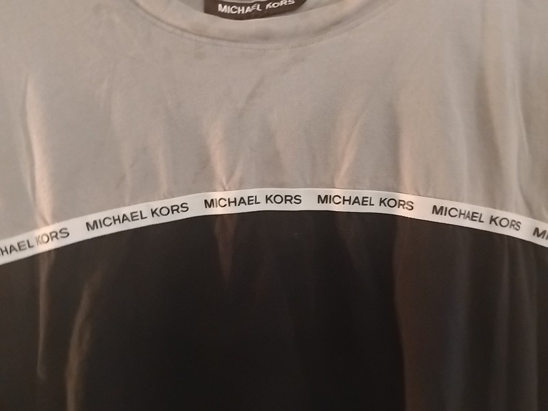 Michael Kors Block Logo Colorblock T-Shirt White Black Men's Size M gallery