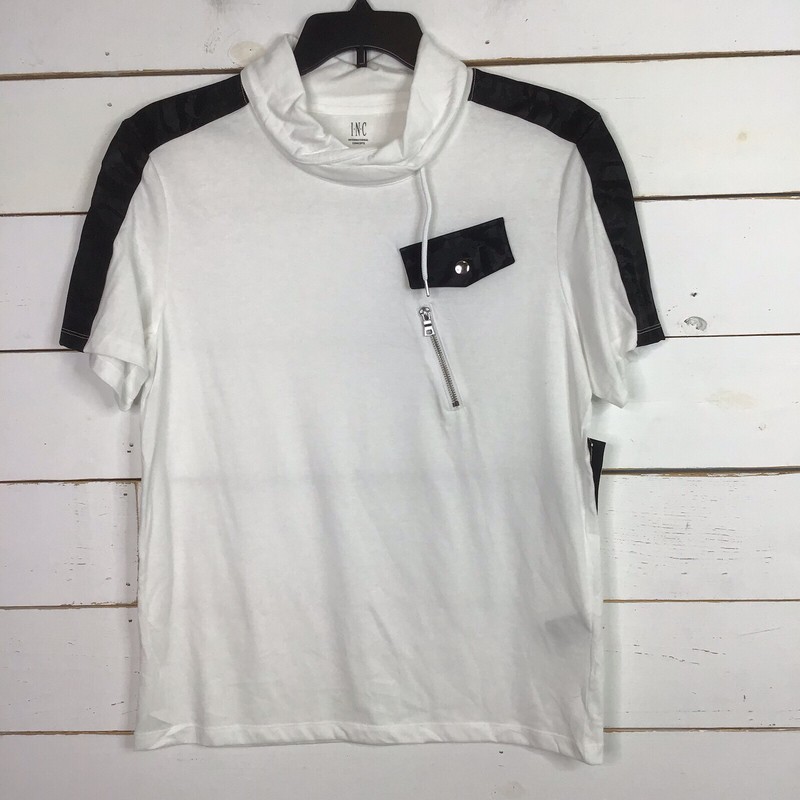 New INC Cowl Neck TShirt Short Sleeve White Pure Men’s Large