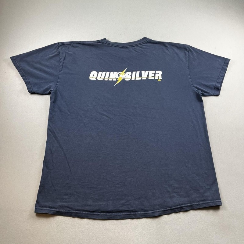 Vintage Quiksilver T-Shirt Mens XL Navy Blue Lightning Bolt Logo Surf Skater y2k gallery