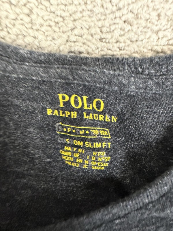 Polo Ralph Lauren Shirt Mens S Gray Red Pony Logo Crew Neck Long Sleeve Slim Fit gallery
