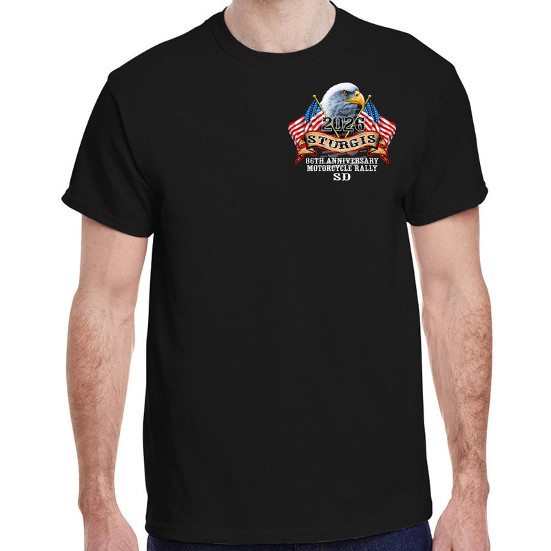 T-Shirt 2026 Sturgis Motorcycle Rally America Strong No Harley