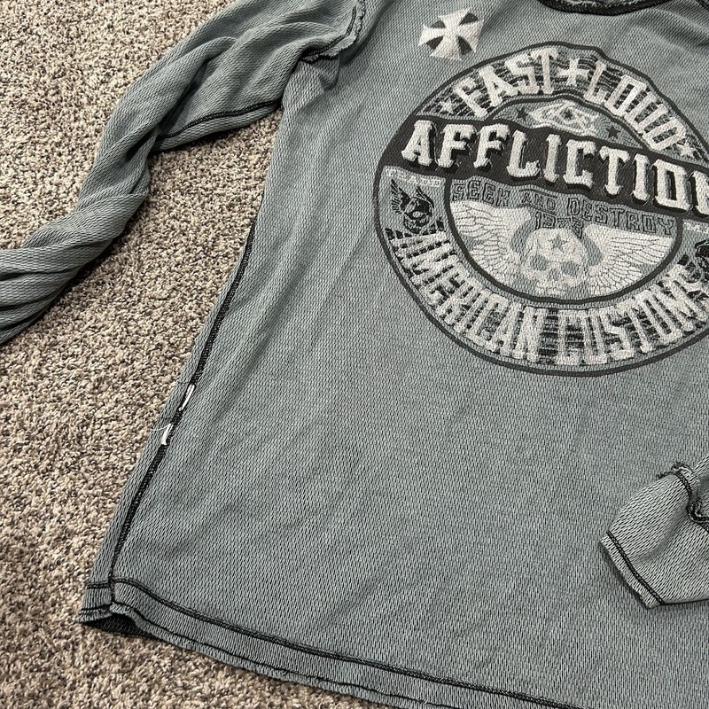 VTG Affliction Reversible Thermal | Winged Eagle & Cross | Y2K Grunge | Size XXL gallery