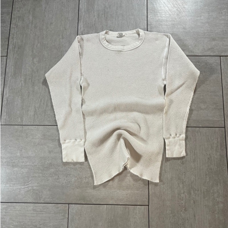 Northwest Territory Mens Large Cream Waffle Knit Thermal Long Sleeve Shirt USA