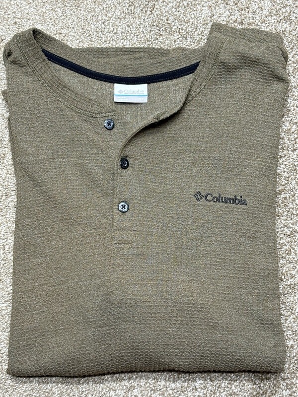 Columbia Mens Pine Peak Waffle Shirt 2XL Brown Outdoors Work Hiking Camping