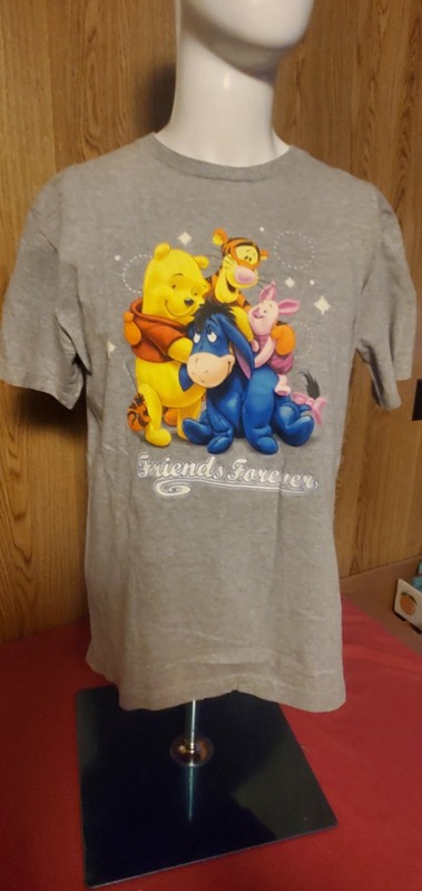 Ba7 VTG 90s Winnie Pooh Disney Tigger Big Group Hug T Shirt Cartoon Movie TV L