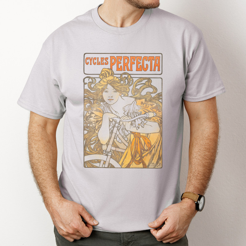 Cycles Perfecta Shirt Poster Art Nouveau Bicycle Graphic Tshirt gray gallery