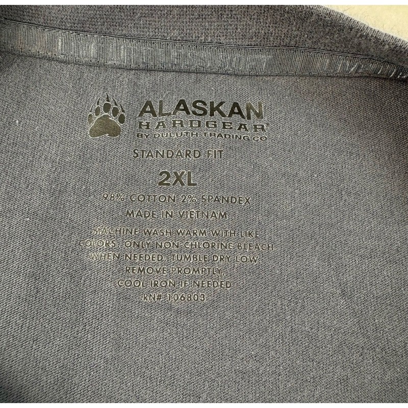Alaskan Hardgear T-Shirt Mens 2XL Gray Long Sleeve Duluth Trading Co Graphic gallery