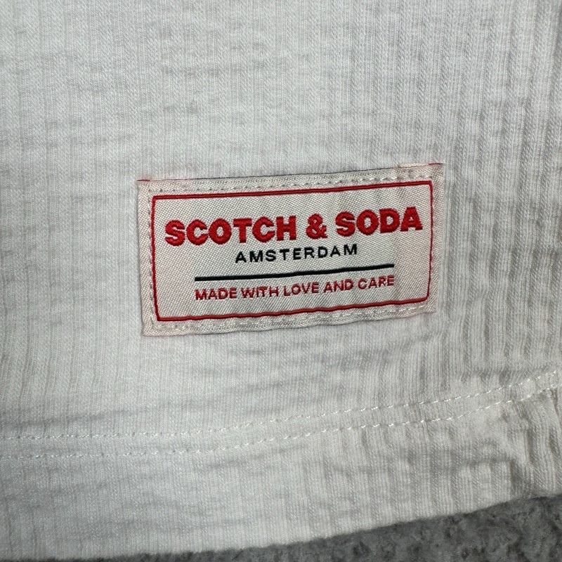 Scotch & Soda Amsterdam T Shirt Mens Size Medium Cream Ribbed Textured Stretch gallery