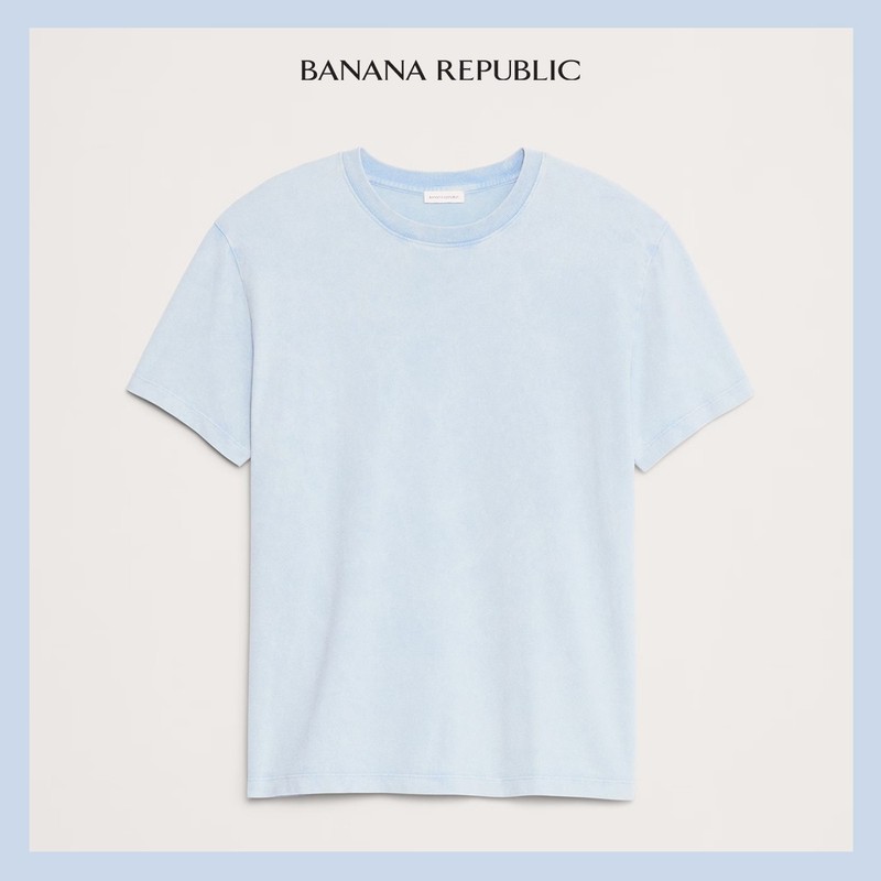 NWT – Banana Republic Men’s Blue Boxy Sun-Washed Cotton Crew-Neck T-Shirt L $50