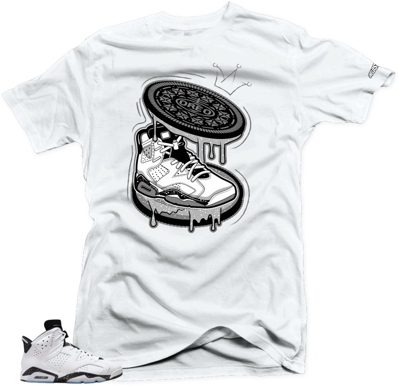 Shirt To Match Jordan 6 Retro Reverse Oreo-Cookies Gray. White Tees