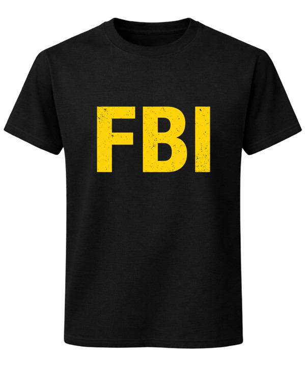 FBI T-Shirt Bold Letter Graphic Funny Police Feds Top Novelty Tee