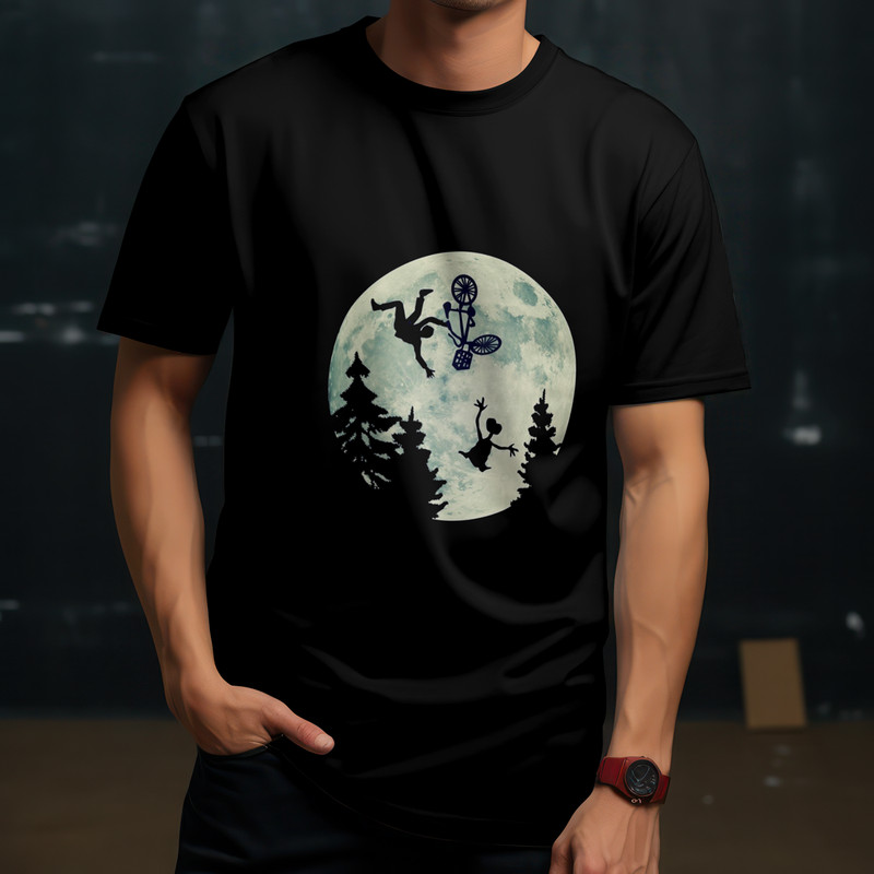 E.T. BIKE CRASH T-Shirt | Classic Spielberg Film Tee | 1980s Sci-Fi Movie Top gallery