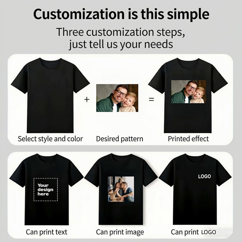 Custom T-Shirts: Print Your Photo/Logo Front & Back, Unisex Personalized Tee gallery