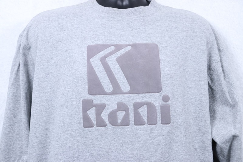 Vintage Y2K Karl Kani Big Logo T-shirt Hip-hop Baggy Long-sleeve Gray Men XL