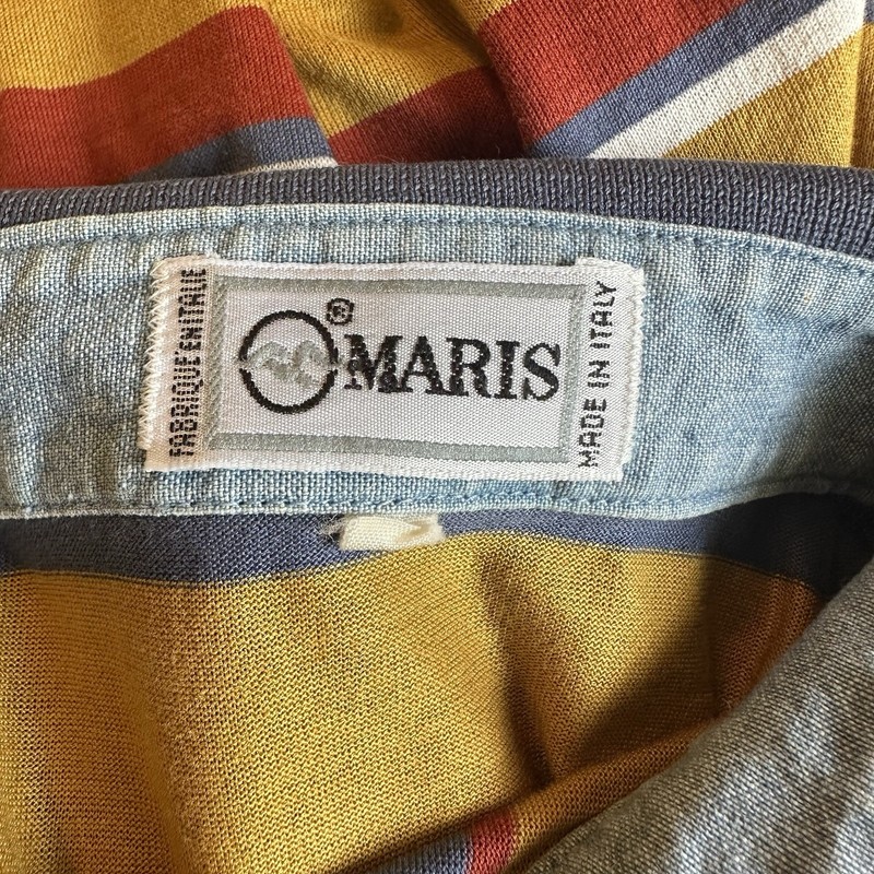 Unique Vintage BOHO Maris Striped Collard Tee From Italy. Size Small* gallery