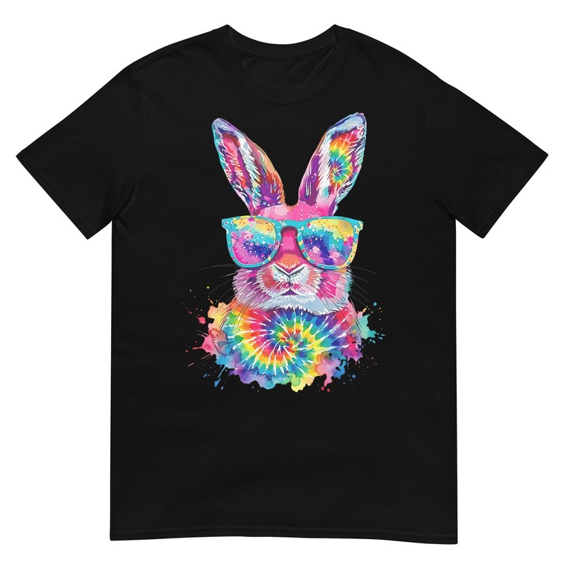 Bunny Face with Tie Dye Glasses Happy Easter Day Men Boy Kid T-Shirt