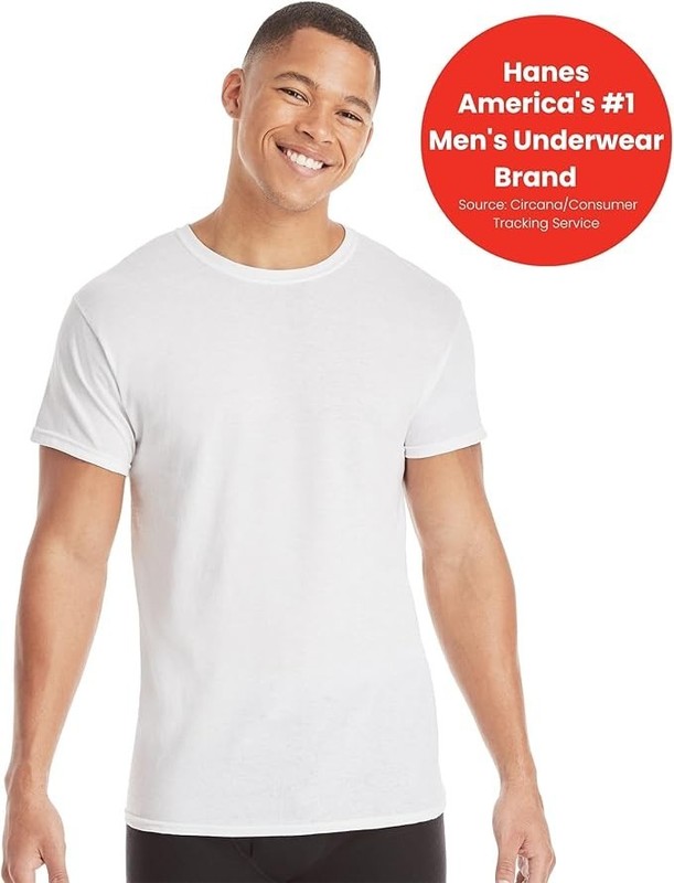 Hanes 2135Z0 Men’s T-Shirt Size L White | Soft Cotton Crew Neck Tee