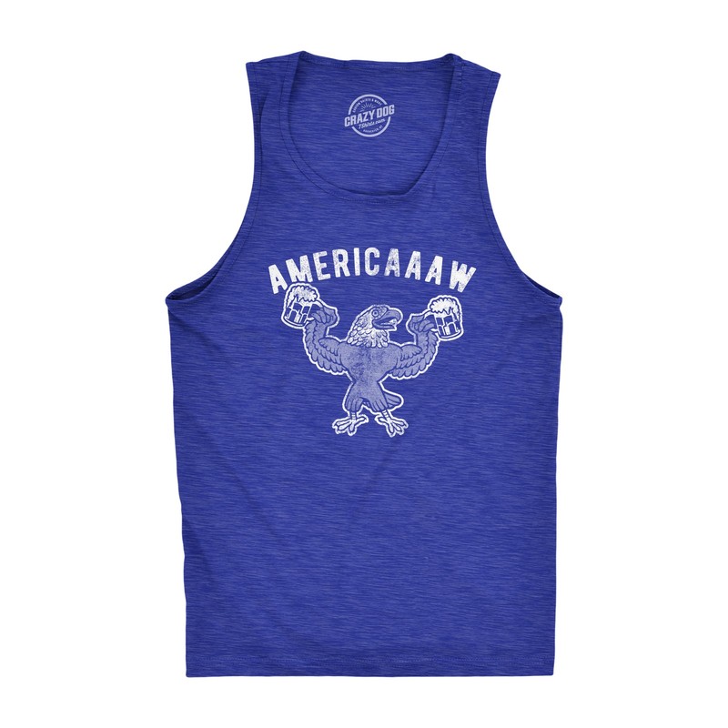 Americaaaw Mens Fitness Tank Funny 4th Of July Merica Bald Eagle Beer Drinking