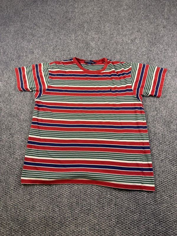 Polo Ralph Lauren Shirt Mens Large Multicolor Striped Cotton Tee Crewneck