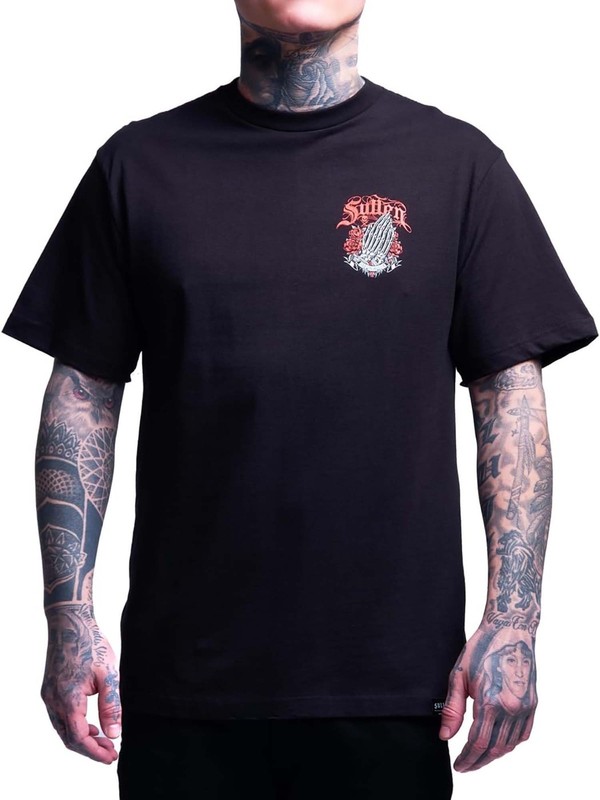 Sullen Men's Loyal Till Death Standard T-shirt Praying Skeleton Hands Tattoo Tee gallery
