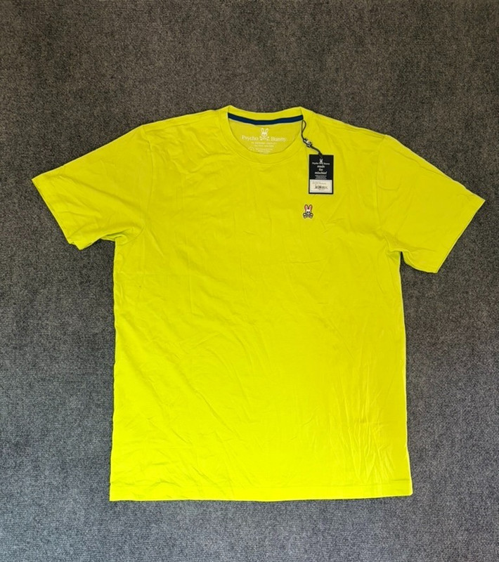 NWT Psycho Bunny Classic V-neck Tshirt Mens 100% Pima Cotton Limelight Size 7