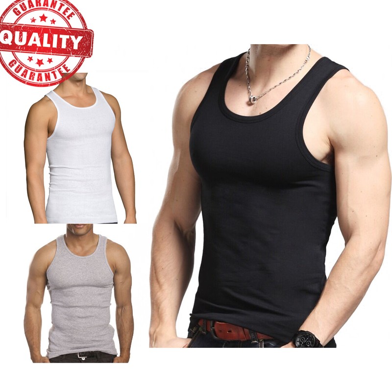 3 to 6 Packs Mens 100% Cotton Tank Top A-Shirt Wife Beater Undershirt Lot