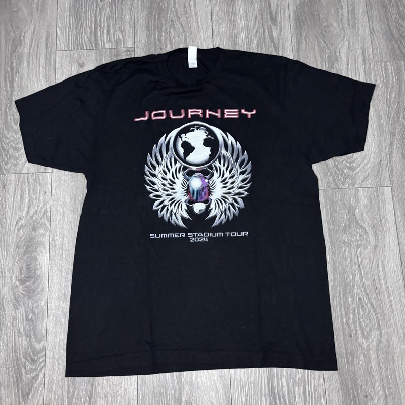 Journey Shirt Mens Large Black Summer Stadium Tour 2024 Concert Tee Band Rock