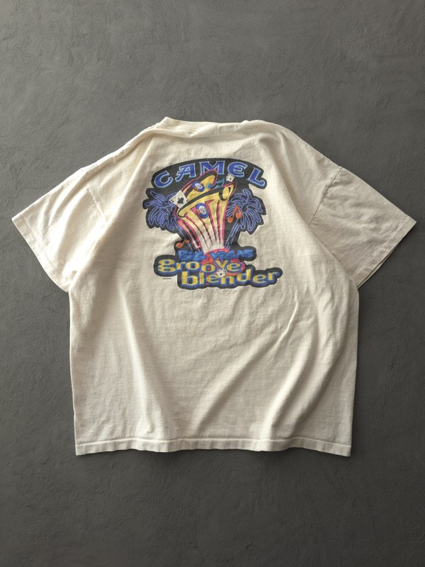 Vintage 90s Camel Groove Blender Las Vegas Ivory Cotton Pocket T-shirt Delta XL