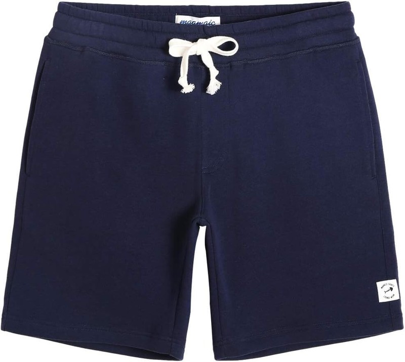 maamgic Men's Fleece Pajama Flat Front Shorts 9" Casual Medium, Dark Blue